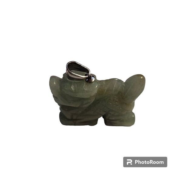 Vintage Carved Natural Green Aventurine Dragon Pendant - Picture 3 of 8